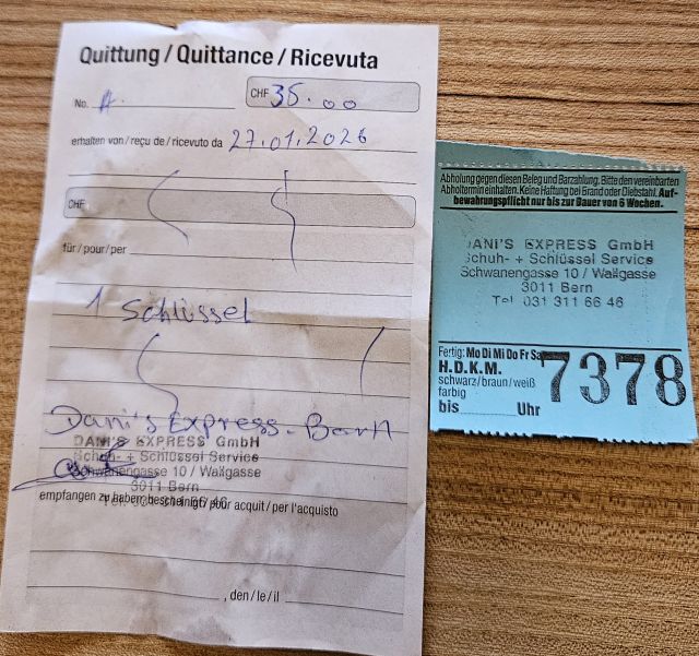 Quittung Schlussel